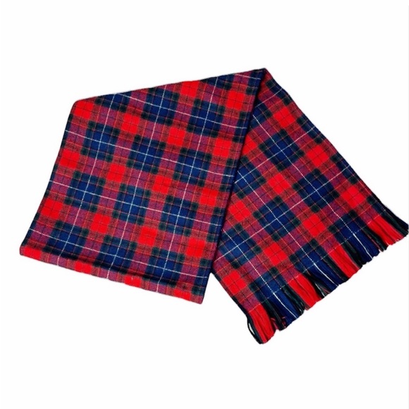 Vintage 1960’s Pendleton Wool Scarf Tartan Plaid Red Blue Green - Picture 4 of 10